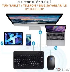 Resim NovStrap Xiaomi Pad 6 Redmi Pad Pro 5 6 Se Mi Pad ile Uyumlu Bluetooth Klavye Mouse Seti BEYAZ 