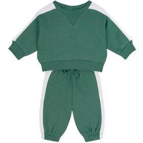 Resim Antebies Bebek Sweatshirt Pantolon Set Kontrast Yeşil - 12-18 Ay 