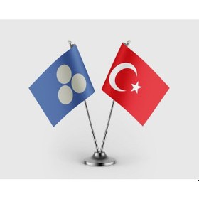 Resim Timur İmp. Bayrağı Ve Türkiye Bayrağı İkili Saten Masa Bayrağı Takımı Diğer 