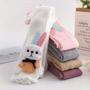 Resim Bir Çift Çocuk Sevimli Tavşan Desenli Tek Parça Tayt, Bahar Ve Sonbahar Için Rahat Nefes Alabilen Yumuşak Kaymayan Çoraplar 