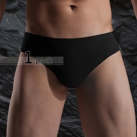 Resim 1 adet Erkekler için Buz Sliky Fiber Kumaş İç Çamaşırı - Ultra-İnce, Yüksek Esneklik, Nefes Alabilir, Yarı Şeffaf Seksi Külot, Sevgili Doğum Günü Hediyesi, Siyah, Rahat ve Şık Tasarım, Rahat İç Çamaşırı, Modern İç Çamaşırı, Yüksek Esneklik Malzemesi 