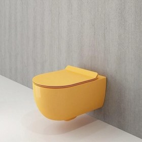 Resim Bocchi V-Tondo Rimless Asma Klozet Kanalsız Kapak Hariç Parlak Mandalina Sarısı 1416-021-0128 