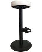 Resim Bar Sandalyesi Bar Taburesi Beyaz Deri Oturak Çok Renkli 