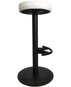 Resim Bar Sandalyesi Bar Taburesi Beyaz Deri Oturak Çok Renkli 