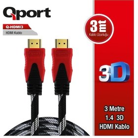 Resim QPORT Q-HDMI3 HDMI KABLO 3MT Ver1.4 ALTIN UÇLU 3D 