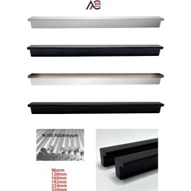 Resim Fulya Alüminyum Metal Lüks Modern Mobilya Çekmece Mutfak Dolabı Kulpu Krom (10 Adet) 