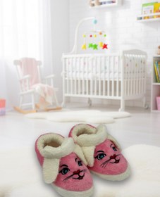 Resim Butik Pembe İçi Polarlı Kedi Figürlü Çocuk/Bebek Pandufu 