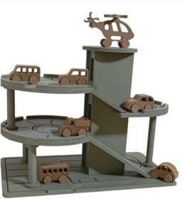 Resim Ahşap Üç Katlı Otopark Garaj Seti 