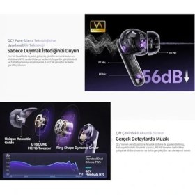 Resim Qcy Melobuds N70 Bluetooth Kulaklık, Hi-Res Audio, Ldac, 50DB Hibrit Anc, Kablosuz Şarj, 50 Saat Pil Ömrü, 6 Mikrofon, Kulakiçi, Mor 