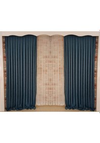 Resim Petrol Mavisi Renk Fon Kadife Perde Çift Kanat 1/3 Sık Pileli Dikim V-33 Petrol Mavisi 