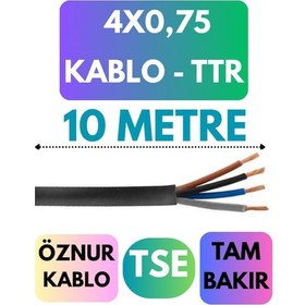 Resim Öznur 4x0,75 Ttr Kablo Metre Seçenekli Siyah - 10 Metre 
