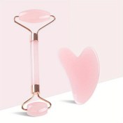 Resim 2 adet Pembe Reçine Malzeme Çıkarma ve Yüz Masaj Seti, Manuel Rahatlatma Aracı, Hafif Bej Rahatlatma için, Pil Gerektirmez, Güç Gerektirmez 