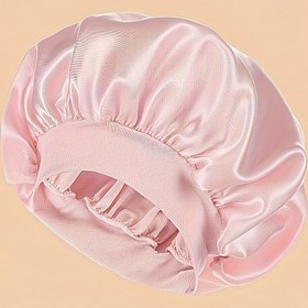 Resim Kadınlar için Lüks Saten Başlık - Kıvırcık ve Düz Saçlar için Geniş Elastik Bant, Rahat Uyku Kapağı, Duş Bonesi, Saç Kurutma Örtüsü, %100 Polyester, Yağsız, Ev Kullanımı İçin Mükemmel, Saç Başlığı 