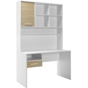 Resim London Kapaklı Çekmeceli Çalışma Masası-meşe-beyaz 120x202x60 Cm Gxyxd 