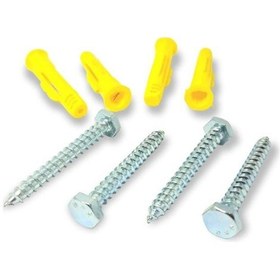 Resim 10mm Sarı Plastik Dübel + Vida 100Adet (13 Anahtar Başlı) 