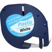 Resim Dymo Lt Letratag Beyaz Etikete Siyah Plastik Serit 91201 12Mmx4M 