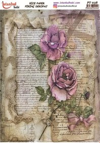 Resim Pirinç Dekopaj Kağıdı 30x42cm Pt-038 Yazı Ve Çiçekler 