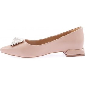 Resim Dgn 2807-23y Kadin Sivri Burun Kristal Taş Tokali Galvaniz Ökçeli Babet 2807-1423-R1807 Ten Rugan 