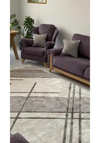 Resim By Özer Halı Gri Renk Beyaz Desenli Saray Halı Crystal Cr00a Salon Halısı Çok Renkli 