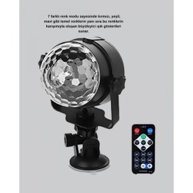 Resim MiraLive Müzik Ritmine Duyarlı Renkli Disko Topu – 7 Modlu Işıklı Parti Lambası 