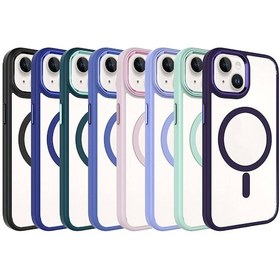 Resim İphone 15 Plus Uyumlu Wireless Şarj Özellikli Zore Krom Magsafe Silikon Kılıf-lila Lila 