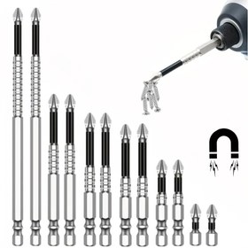 Resim 3/5/6 adet Yüksek Sertlikli Metal S2 Manyetik Kaymaz Matkap Ucu Seti - Hassas Çapraz Torx, Pil Gerektirmez, Elektrikli Matkaplar için Manyetik Uç 