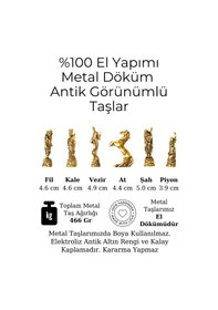 Resim Mc58 Uzak Doğu Figürlü Metal Satranç Takımı - Mermer Desenli 25x25 Ahşap Tahtasıyla - Lüks Hediyelik 