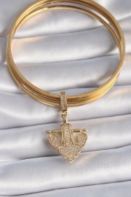Resim Pirinç Gold Renk Zirkon Taşlı Çapa Model Ajda Charm Diğer 