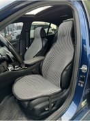 Resim TEKNOCLUB Oto Kilim 2'li Oto Kilim Çizgili Füme-Beyaz Universal Kilim-Kılıf 2 Parça Ön 