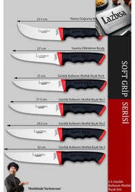 Resim Lazbisa Mtf-060 Soft Grip Mutfak Bıçak Seti Et Ekmek Sebze Bıçağı 6 Lı Set Günlük Kullanım 