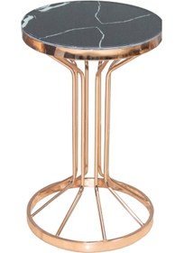 Resim BENGİ TİCARET Brc 17883 Bufalo FİSKOS Siyah Mermer Desen Metal Rose Bakır Renk Kaplama El yapım 