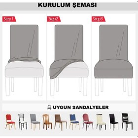 Resim Bambu Nano Kumaş Likralı Yıkanabilir 6'lı Sandalye Kılıfı Lastikli Sandalye Örtüsü 6 Adet - Bordo 