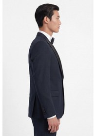 Resim Giotelli Erkek Lacivert Dar Kesim Slim Fit Viskon Dokuma Normal Bel 6 Drop Yelekli Klasik Smokin Takım Elbise 