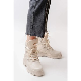 Resim Alinn Butikk ASM-083 Bej Bağcıklı Su Geçirmez Kadın Kar Botu 