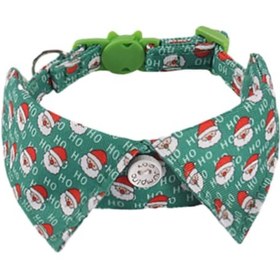 Resim Suntek Yılbaşı Kedi Tasması Dişi Erkek Yeşil-noel-baba 