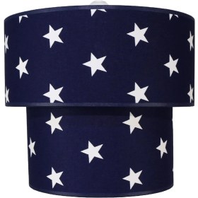 Resim Şenay Aydınlatma Çocuk Odası Ikili Silindir Kumaş Avize Sarkıt-Lacivert Yıldız 