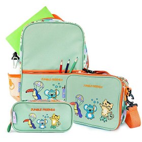 Resim Milk&Moo Çocuk Sırt Çantası - Kalem Kutusu - Beslenme Çantası 3'lü Set Jungle Friends 