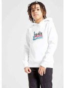 Resim Peace Love Music Baskılı Unisex Çocuk Kapüşonlu Beyaz Sweatshirt Beyaz 