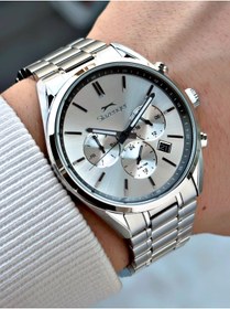 Resim Slazenger Gümüş Renk 10 ATM Su Geçirmezlik Çelik Kordon Çelik Kasa Erkek Kol Saati 2493.01MR 