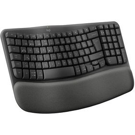 Resim Logitech Wave Keys Kablosuz Ergonomik Türkçe Q Klavye Grafit 