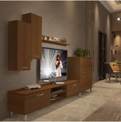 Resim Decoraktiv Eko 6 Slm Dvd Krom Ayaklı Tv Ünitesi Tv Sehpası - Naturel Ceviz 