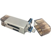 Resim Prestigegoods 5-in-1 Otg Sd Kart Okuyucu, Usb/mikro Usb/tip C, Android Telefon İçin Metal, 7.3x2.5x1.3cm 