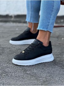 Resim WG Fashion Mp501 Bt Bağcıklı Ortopedik Yüksek/kalın Taban Erkek Sneaker Siyah 