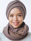 Resim Veil Sıcak Kışlık 3'ü 1 Arada Set: Başlık, Boyunluk Ve Bant 39407784 Pembe-kahverengi 