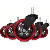 Resim Dashanshop 5 Parça 3.0 İnç Kırmızı Şeffaf Ofis Pu Tekerlek Seti Sessiz Ve Kaymaz 