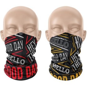 Resim Dair Good Day Desenli 2'li Set Boyunluk Bandana Outdoor Balaklava Yüz Maskesi Kafa Bandı 