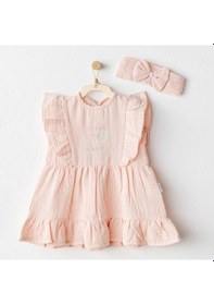 Resim AndyWawa Kız Bebek Elbise Takim Dress Band Set Love Family Muslin Ac25521 SOMON 