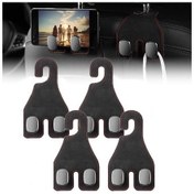 Resim Jenerik Araba Baş Desteği Kancaları, Deri, 4 Parça, Siyah, Evrensel Çift Araba Baş Desteği Kancaları 