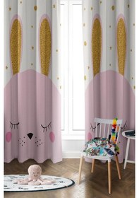 Resim Parlak Saten Mikro Kumaş Çift Kanat Çocuk Odası Fon Perde Takımı Prd0040 