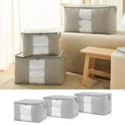 Resim 3'lü Pvc Pencereli Gri Renk Kapitone Hurç Set Ocean Home Textile